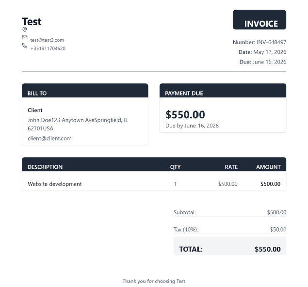 Professional template preview
