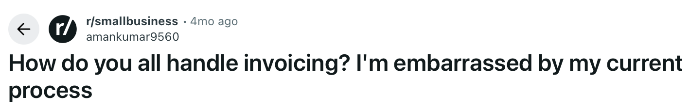 A freelancer asking for a simpler way to invoice