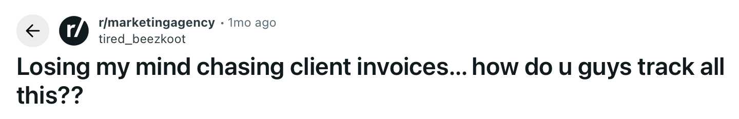 A freelancer asking for a simpler way to invoice